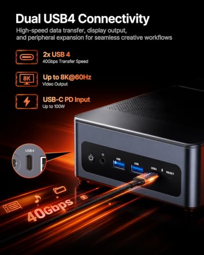 Image of ACEMAGIC F5A Mini PC Windows 11 Pro,Ryzen AI 9 HX 470 12C /24T 86TOPS NPU Radeon 890M Wi-Fi 7 Dual 2.5G Ethernet USB4 OCuLink 8K AI Mini Computers Desktop PC Without Memory and SSD