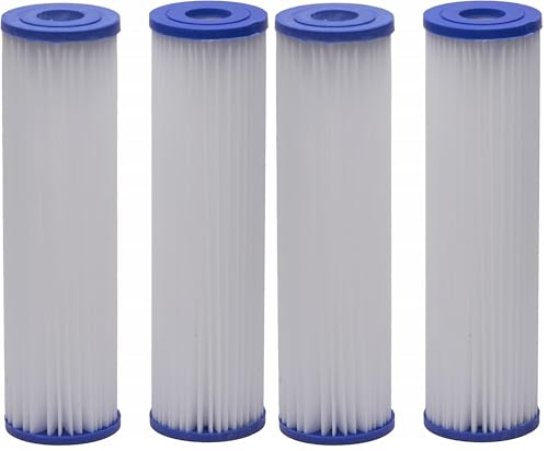 Image of EcoPure EPW2P Pleated Universal Whole Home Water Filter - Fits Standard Capacity Systems - NSF Certified-- 30 Micron-- Reduces Sediment,Sand,Dirt & Rust-- 3-Month Life per Filter,(Pack of 4)
