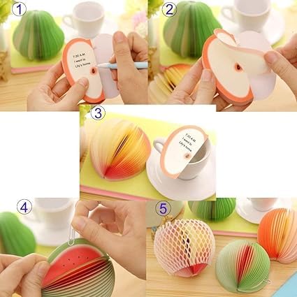 Image of Sticky Notes 3D Fruit Shape Non-Sticky Notepads, Set of 2 | Kawaii and Fruit Colorful, DIY Scratch Pad, With Paper Clip, For Office and School