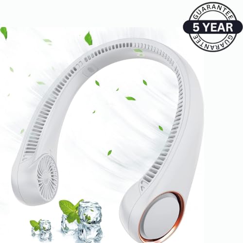 Image of Portable Neck Fan, Hands Free Bladeless Fan, 360 Cooling, Wearable Quiet Fan for Outdoor Indoor Use(White)