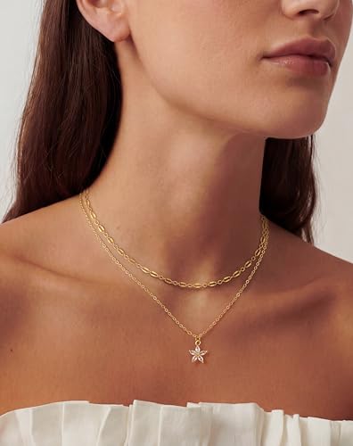 Image of Tewiky Dainty 14k Gold Plated /Silver Cubic Zirconia Necklaces for Women, Simple CZ Jewelry Necklaces Trendy Gifts