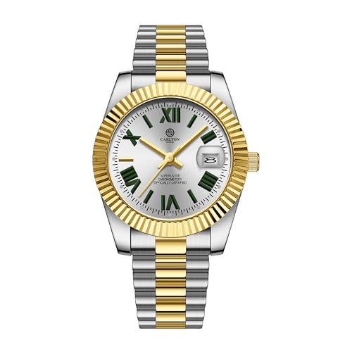 Image of Carlton London Charles Men Analog Watch, Round Dial, Stainless Steel Strap, Quartz Movement, 40 mm Case, Premium Thick Design, 30M Water Resistant, Formal Casual Wear