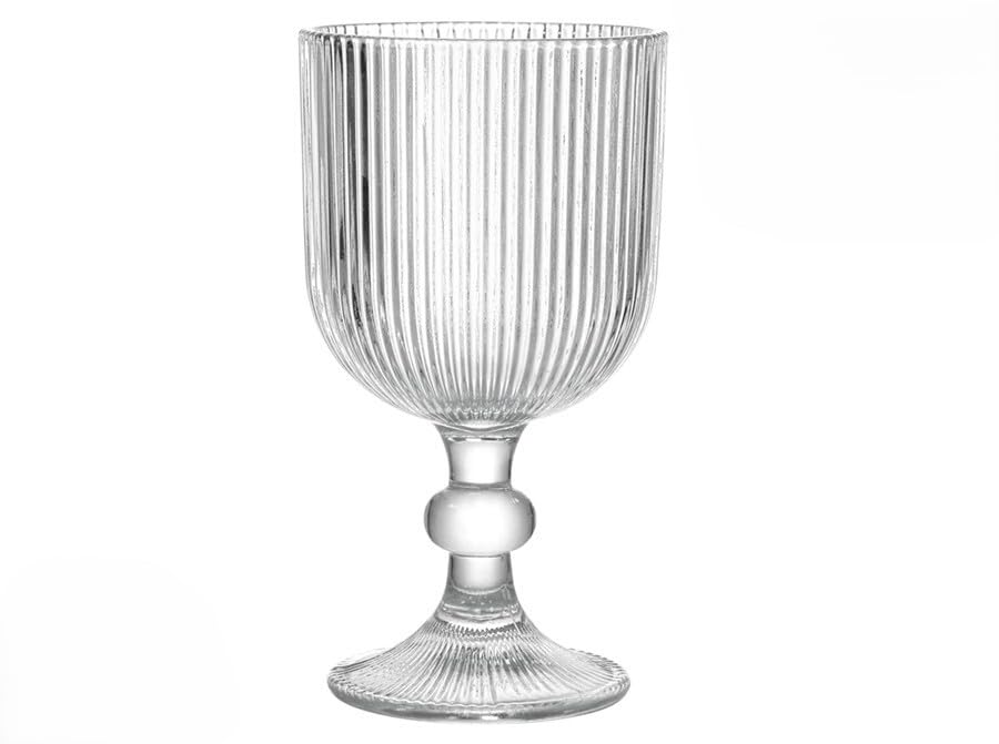 Gerimport Lot de 6 verres en verre Florence avec relief strié, 390 ml, transparent, passent au lave-vaisselle