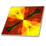 3dRose Bold red, Green and Golden Yellow Colored Abstract Kaleidoscope 12 Inch Ceramic Tile