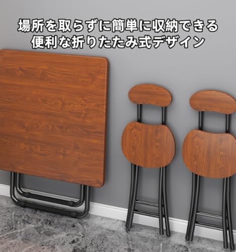 Pazeku 折りたたみテーブル ダイニングテーブル ラウンドテーブル ハイテーブル 丸型 折り畳み スチール製フレーム 丈夫で耐久 組み立て簡単 直径60cm/70cm/80cm (リーフウッド,直径60cmです) [並行輸入品] [4]