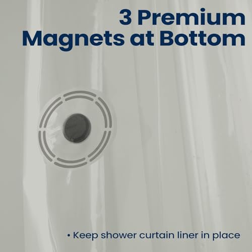 Image of downluxe Shower Curtain Liner, PEVA Plastic Shower Liner with 3 Magnets, 72 inch x 72 inch Waterproof Bathroom Curtain, Grey, 1 Pack