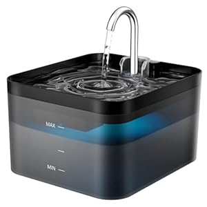 Fuente para Gatos, 2,2L Bebedero Gatos, Súper Silenciosa, Fácil de Limpiar, Fuente de Agua para Gatos con LED y Filtro de Carbón Activado, Dos Patrones de Flujo de Agua