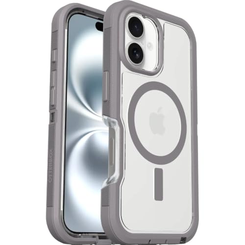 OtterBox iPhone 16 (Only) - Defender Series XT Case for MagSafe - Snow Capped (Clear) - Screenless - Lanyard Attachment