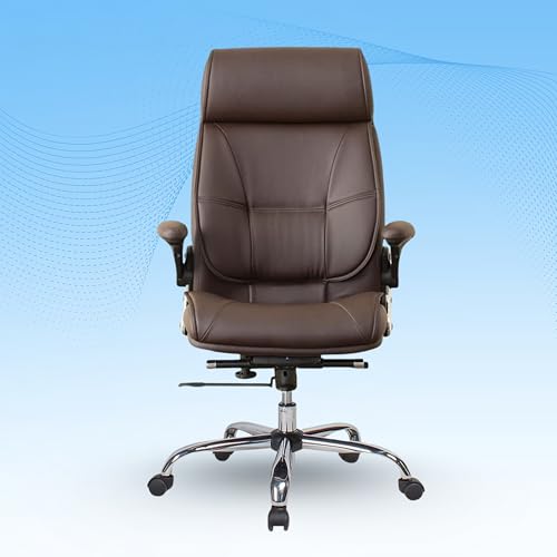 Image of Lakdi The Premium High Back Director Office Chair Ergonomic Leatherette Executive Chair with Adjustable Armrests, Comfortable Revolving Desk Chair for Office & Work from Home-111012160 RFT Drakbrown
