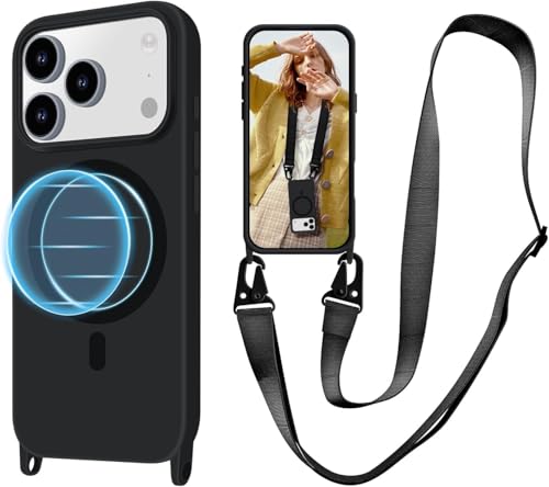 UnnFiko For iPhone 17 Pro Max �P�[�X �l�b�N�X�g���b�v �X�}�z�P�[�X �V�����_�[ MagSafe�Ή��}�O�l�b�g���X�}�z�P�[�X �A�C�t�H��17 Pro Max �J�o�[ TPU �V���v�� �\�t�g �R�t�� �l�b�N�X�g���b�v �΂߂���