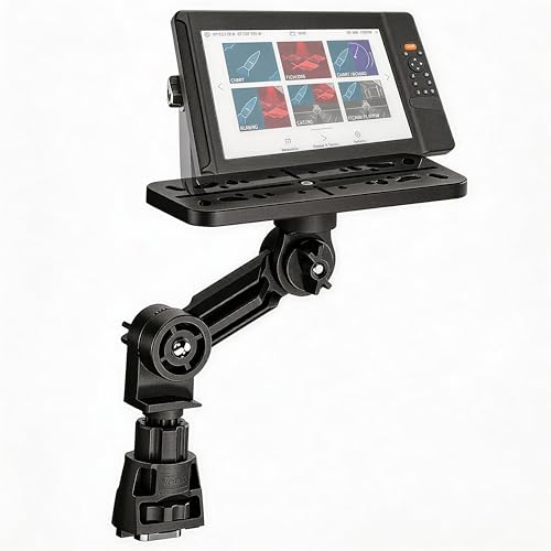Fish Finder Mount Base, 360° Rotating Boat Electronics Holder, Marine-Grade Composite Mount for Fishfinder, Compatible with Garmin,Lowrance,Humminbird,Raymarine (Secure Locking&Gear-Driven Rotation)