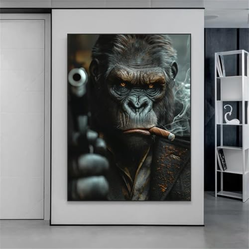 Gorille animalier moderne affiche cadre 60x90cm art mural salon contemporain