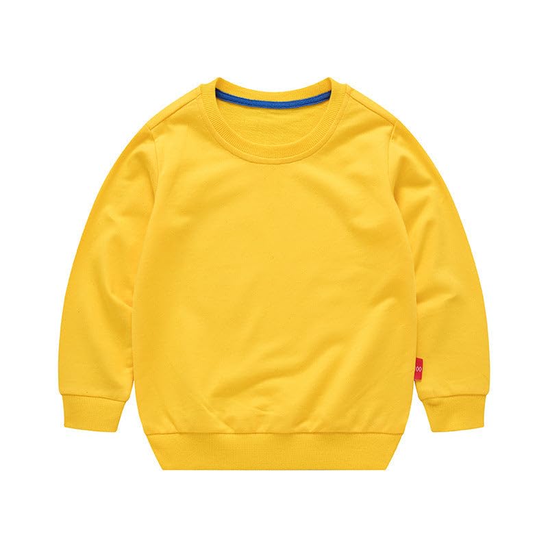 Boys Solid Color Pullover Blue Sweatshirt - Yellow - 4 Years