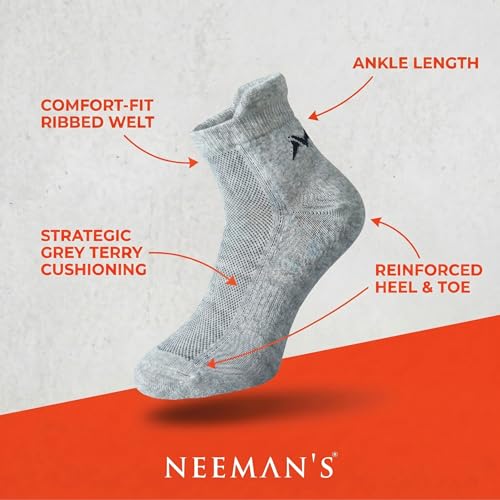 Image of Neeman's Ankle Length Comfort Socks for Men & Women | Cotton Blend Casual Socks | Soft, Breathable & Stretchable | Anti-Slip Rib | Reinforced Heel & Toe | Everyday Wear | Pack of 3