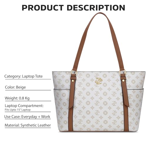 Image of Lavie Signature Women's Harisburg Monogram Tote Laptop Bag | Tote Laptop Bag for Work | Ladies Purse | Stylish Shoulder Bag | Gift for Women