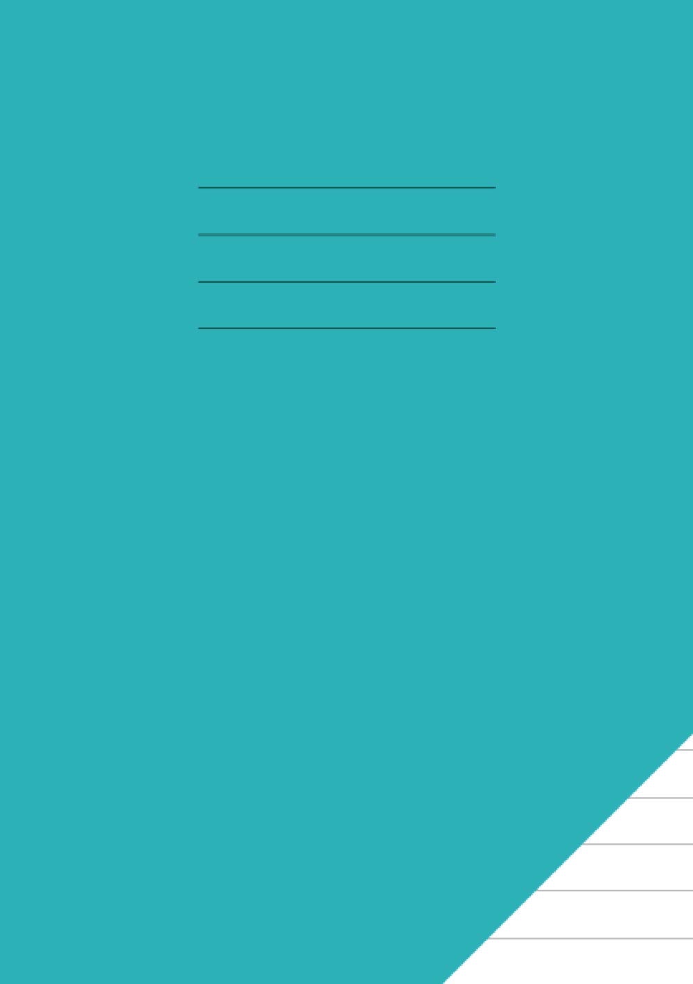 A5 Exercise Book 10mm Lined: 1cm Ruled Jotter / Notebook for School with Turquoise Cover