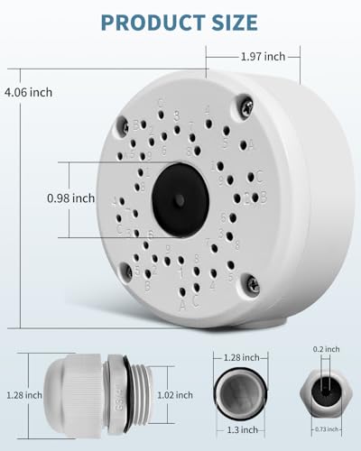 Security Camera Cable Hide Junction Box, Universal Mount for Bullet Cameras, Durable Aluminum Waterproof Housing for Outdoor Surveillance System (4 Pack)