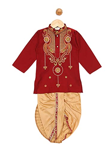 Image of JBN Creation Boys' Cotton Blend Kurta and Dhoti Set