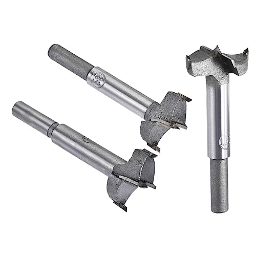 MACHSWON 3 PCS Forstner Drill Bits Tungsten Carbide Wood Hole Saw Opener Drill Bit 27mm+28mm+30mm Woodworking Drilling Boring Bit Cutter