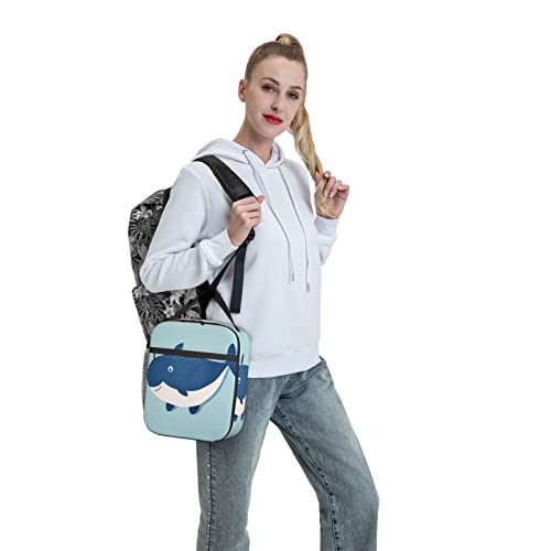 Molycho Cute Whale Insulated Lunch Bag Lunch Box Lunch Tote Cooler Reusable For Office Travel Work Picnic Hiking Beach Unisex Zipper Insulated Lunch Box Lifestyle Supplies #TOP6