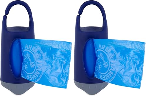 Image of Arm & Hammer Dog Poop Bag Dispenser With 30 Count Dog Poop Bags With Activated Baking Soda, 9 x 14 Inches, Black (Pack of 2)