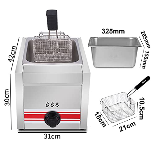 Gasfritteuse, 10 l, 20 l, 30 l, LPG-Fritteuse aus Edelstahl, kommerzielle Gasfritteuse, einstellbare Feuerkraft, für Pommes Frites, Donuts, Fisch, abnehmbarer Korb und Deckel – Bild 8