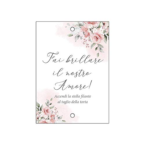 Scintille luminose per matrimonio - cartoncini per stelline luminose rose acquerello 50 pz
