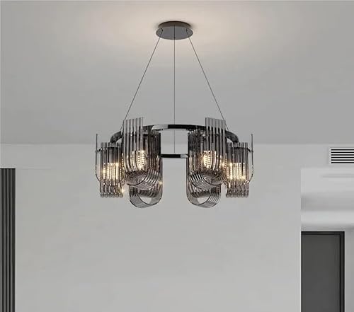 KLXSIVU Black Modern Ceiling Chandelier Glass Light Pendant Fixture Living Room