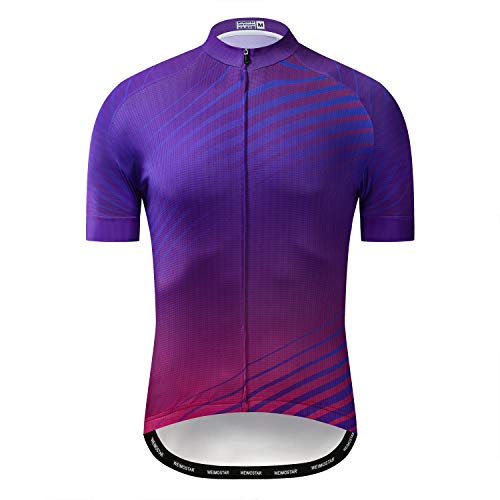 Maglia da Ciclismo da Uomo a Maniche Corte con Tasche, Abbigliamento da Bicicletta, XL, Viola, Viola