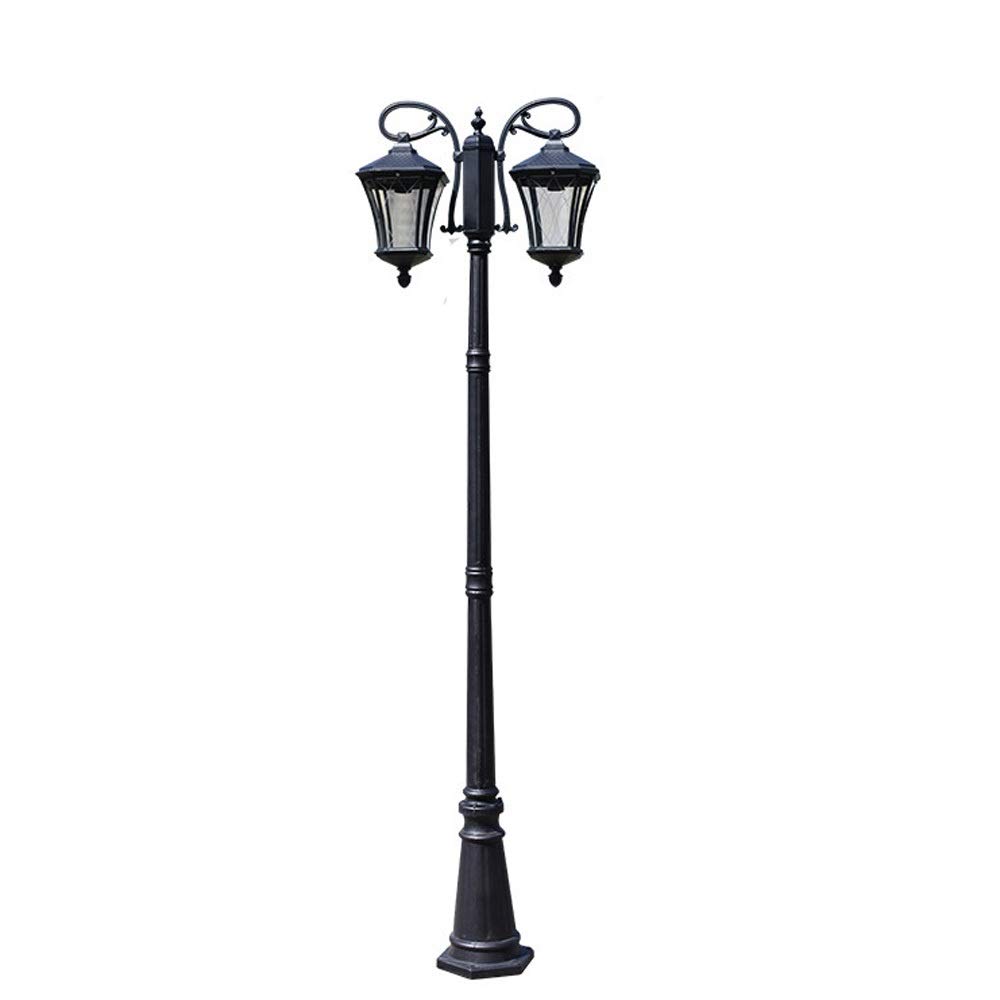 QUSYZD Lamp Post Lights Outdoor, Vintage Vintage Waterproof Outdoor Patio Floor Lamp Lantern 2-Light High Pole Landscape Street Light E27 European Villa Patio Communit,
