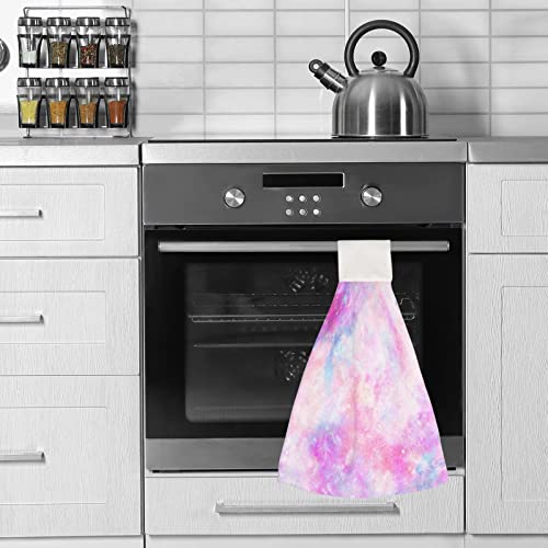 Hanging Kitchen Towels Set Abstract Tie Dye Pattern Microfiber Hand Towels 2 Pcs Absorbent Hanging Tie Towel Wipe Cloth For Bathroom Home Decor Washcloth #TOP4