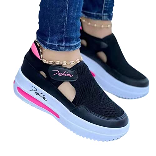 Womens Orthopedic Shoes with Arch Support Stretch Knit Mesh Breathable Canvas Shoes Non-Slip Comfortable Closed Toe Sandals Casual Round Toe Flat Sneakers Soft Lightweight Fashion Walking Work Shoe