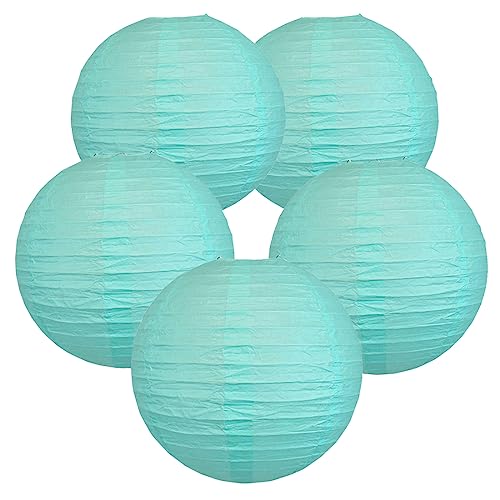 Image of 10 Inch Blue Paper Lanterns Bridal Shower Decoration,Paper Lamp Shade(Set of 5, Blue)