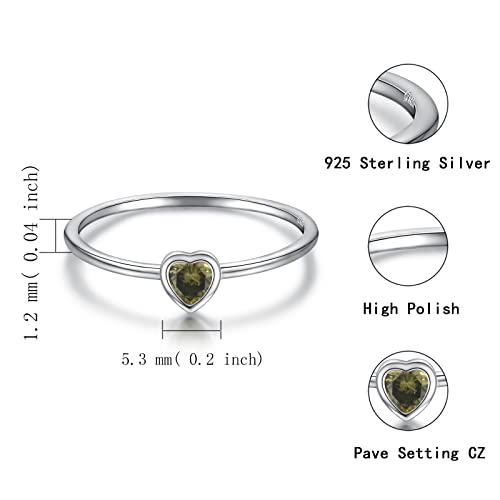 Simple Heart Birthstone Ring for Women 925 Sterling Silver Stackable Promise Ring with Colorful Cubic Zirconia Minimalist Jewelry Gift2