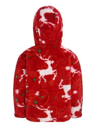 Girls Boys Fleece Printed Hooded Jacket Toddlers Faux Fur Warm Coat Zip Up Sweatshirt Outerwear Casual2