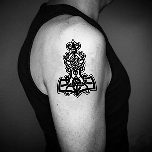 Tribal Hammer Temporary Fake Tattoo Sticker (Set of 2) - www.ohmytat.com