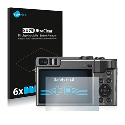 savvies Protector Pantalla Compatible con Panasonic Lumix DC-TZ90 / Lumix DC-TZ96 (6 Unidades) Pelicula Ultra Transparente