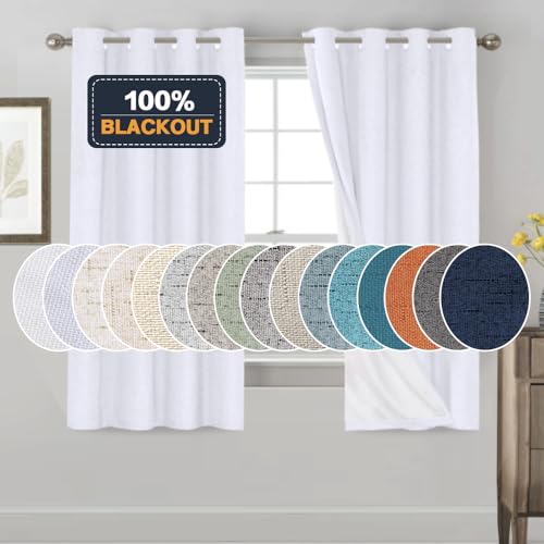 Image of PrinceDeco 100% Blackout Curtains 2 Panels Set Thermal Insulated Full Light Blocking Drapes Window Curtain Panels for Bedroom Living Room Grommet Black Out Cute Curtains,52 inch W x 63 inch L, Pearl White