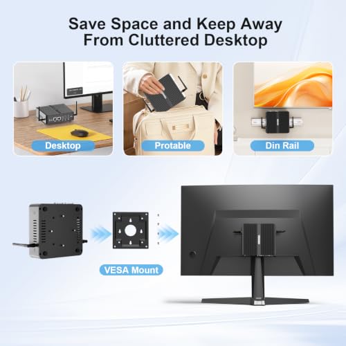 Image of Fanless Mini PC Win 11 Pro industrial PC 12th Gen J6412 NO RAM NO SSD | Office Home Industrial Mini Computer, 2xHD+DP 4K Triple Display /2xLan /2xRS232 COM /WiFi /BT 4.2 /VESA,Linux Micro PC