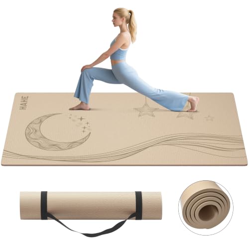 Image of HAHE Extra Wide Yoga Mat, 72 inchx40 inchx0.4 inchThick, Large Exercise Mats