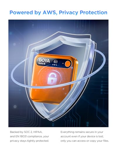 Image of BOYA Notra AI Voice Recorder All-in-One AI Note Taker for Meetings & Calls, Smart Transcription & Summary, App Control, 64GB + Secure Cloud, 140+ Languages Magnetic Design Audio Recorder(Orange)