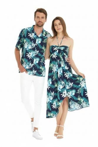 Image of Matchable Couple Hawaiian Shirt or Dress Signature Prints Orchid Breeze | Sold Individually; Matchable Couple Collection; Soft Comfortable Fabric; Signature Tropical Prints; Vacation Ready