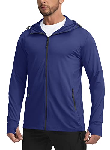 Image of Men's UPF 50+ Light Jacket Full Zip Sun Protection Hoodie Long Sleeve Sun Shirts for Men Hiking Fishing Zip Pockets