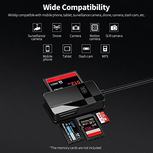 Leitor de cartão USB3.0 4 em 1 TF / SD / MS / CF Leitor de cartão de transmissão de alta velocidade