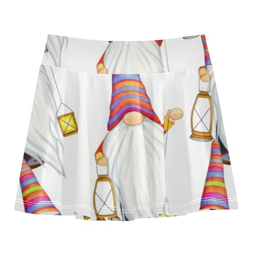 Athletic Shorts for Girls Skorts Tennis Skirts Kids Running Butterfly Skirt Whimsical Cute Gnomes White 3t