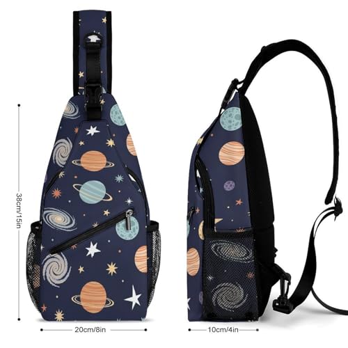 Fashion Dress Decor Sling Backpack Shoulder Bag, Day Pack, Chest Shoulder Bag For Travel Shopping Space Sun Moon Star Planet2