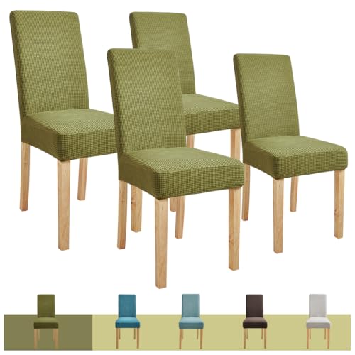 Jacquard Chair Covers for Dining Room 4 Pack, Waffle Pattern Stretch Dining Chair Cover, Washable Spandex Kitchen Parsons Chair Slipcovers,Chair Covers for Home or Party