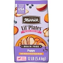 Merrick Lil Plates Premium Grain Free Dry Puppy Food for Small Dogs, Real Chicken and Sweet Potato Kibble - 12.0 lb. Bag