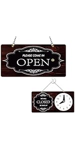 Cartello Aperto/Chiuso Stile Vintage - In Legno Con Sole E Luna Per Negozi - Foto 12