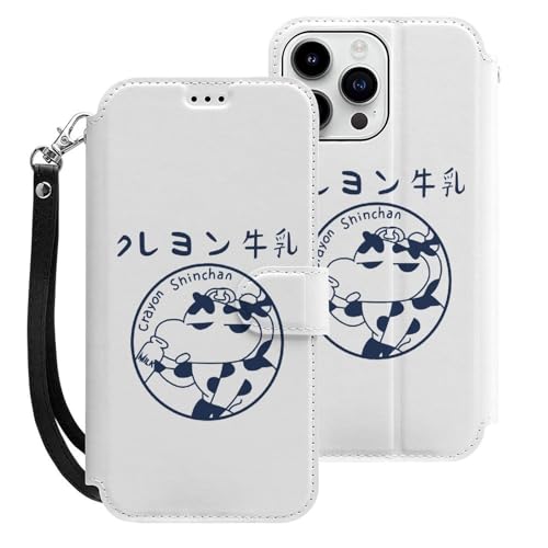 クレヨンしんちゃん 乳牛 iPhone15ProMax用ケース 手帳型 スマホケース アイホン15ProMax用 財布型カバー カードポケット スタンド機能 誕生日ギフト 人気 男女兼用